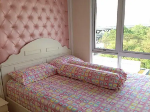 Wow Condo DEN Vibhavadi for rent, very beautiful room, decorated with pink tone bedroom, fully furnished, 1 bedroom, hurry and book now