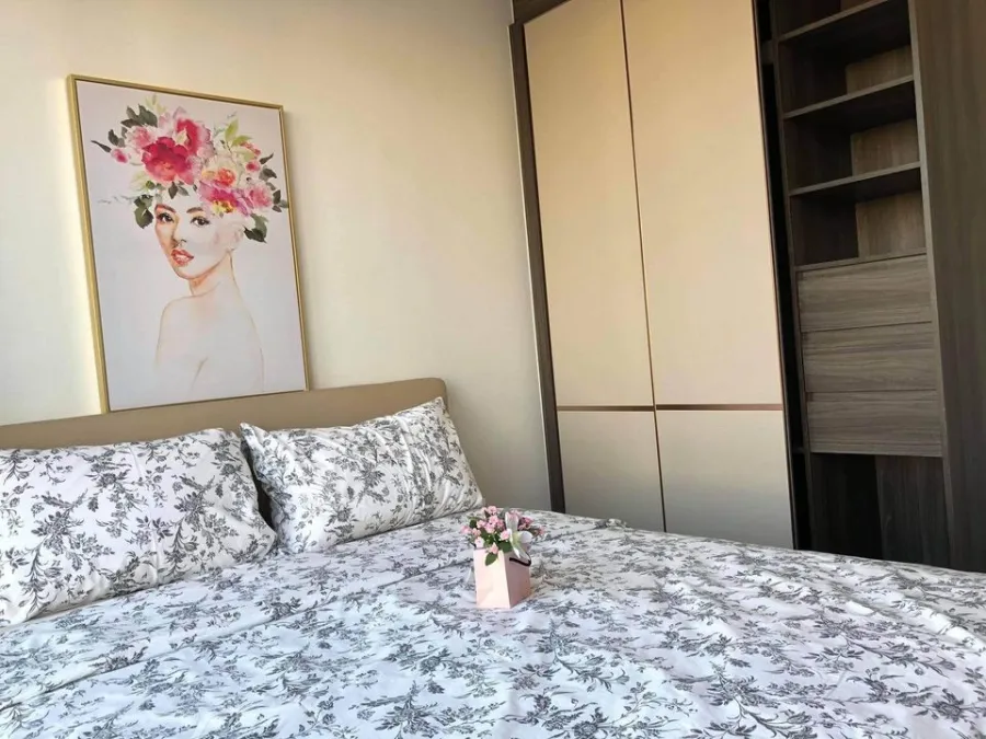 Condo for sale, The Nest Sukhumvit 64, decorated in white tones. Lots of usable space The furniture is complete like this, so you have to hurry.