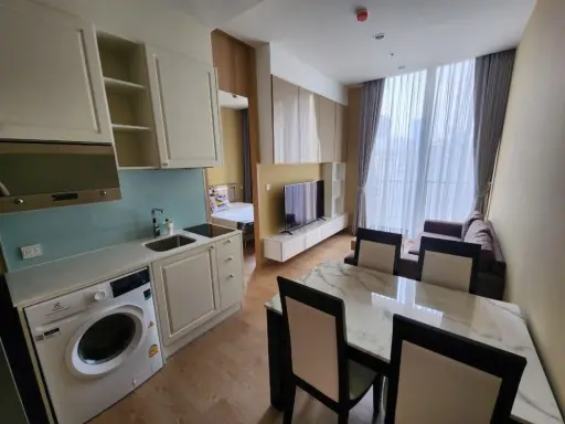 Condo for rent, Noble BE19, 19th floor, city view, unblocked view, Built in decoration, beautiful design, inviting, hurry to move
