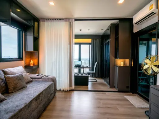 ขายคอนโด The Politan Rive ห้องมุมขนาด 31 ตร.ม. ชั้น 42 เฟอร์นิเจอร์ครบครัน แบกกระเป๋าเข้าอยู่ได้เลย