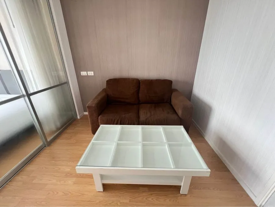 For sale, for rent, Lumpini Place Srinakarin-Hua Mak Station, simply decorated, fully furnished, shady garden view, hurry and book now.