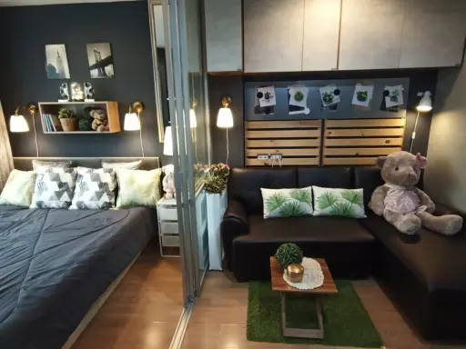 ให้เช่า ลุมพินี วิลล์ อ่อนนุช 46 มีห้องนั่งเล่นแนว Wood Industrial ตู้ Built-in เก็บของเยอะมาก ด่วนๆ
