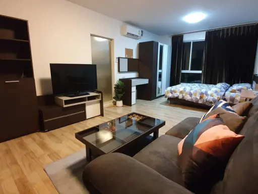 For rent, D Condo Rangsit, very beautiful room, 1 studio, full set of furniture, no need to carry anything You can drag your bags and you're ready to go in. images