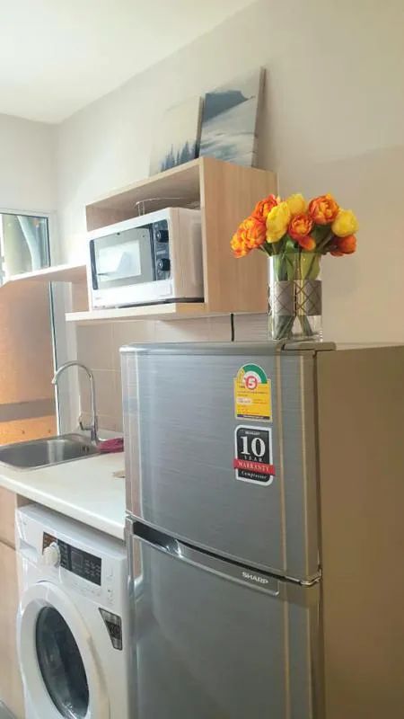 So beautiful in this room Beautifully decorated, very livable. Plum Alive Rangsit for rent, 1 bedroom, Building B, beautiful room like this, don't miss it.