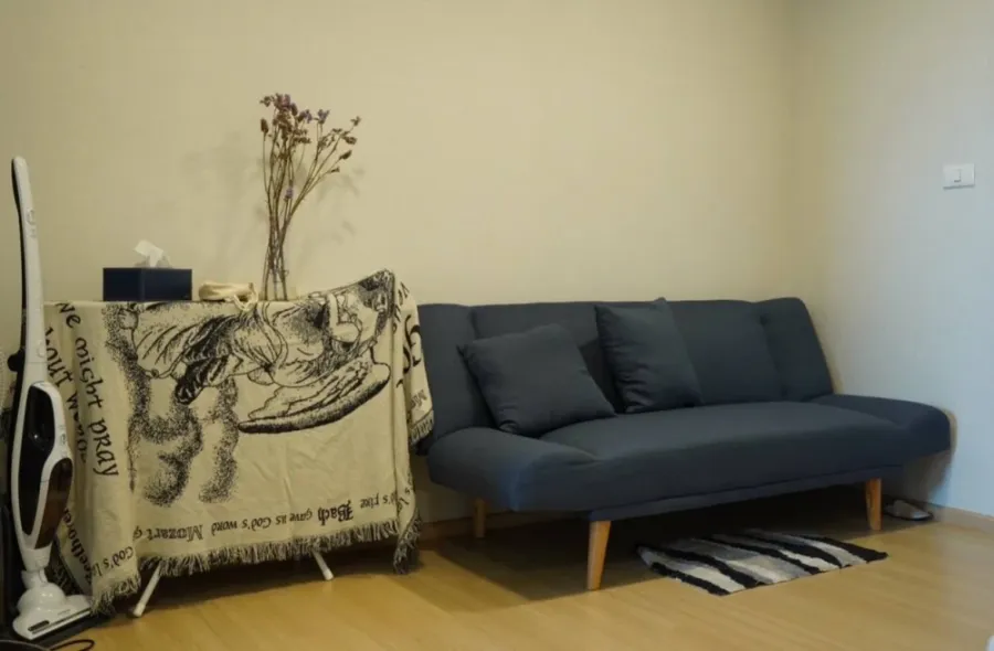 For rent: Plum Condo Rangsit Alive 1, 8th floor, outside view, corner room, fully furnished, ready to move in, reserve now.