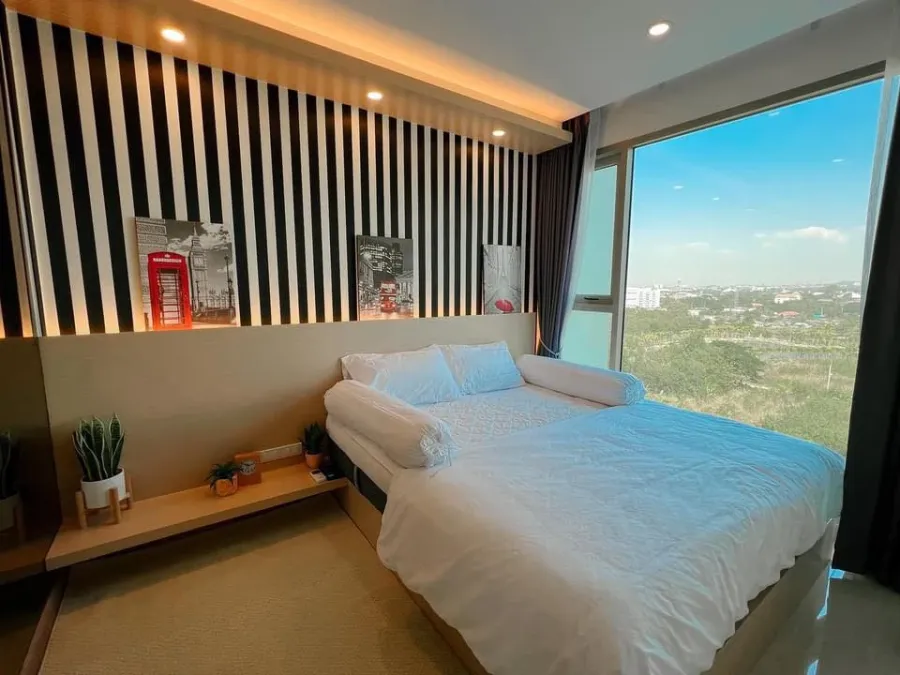 ให้เช่า เดอะ รีเวียร่า จอมเทียน พัทยา (จอมเทียน) City view ชั้น 10 แต่งวอลเปเปอร์อย่างสวยทั้งห้อง รีบจองเลย