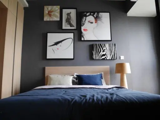 M Jatujak for sale, a room decorated in blue tones, giving a sense of discovery, with built-in, fully furnished, if interested, hurry images