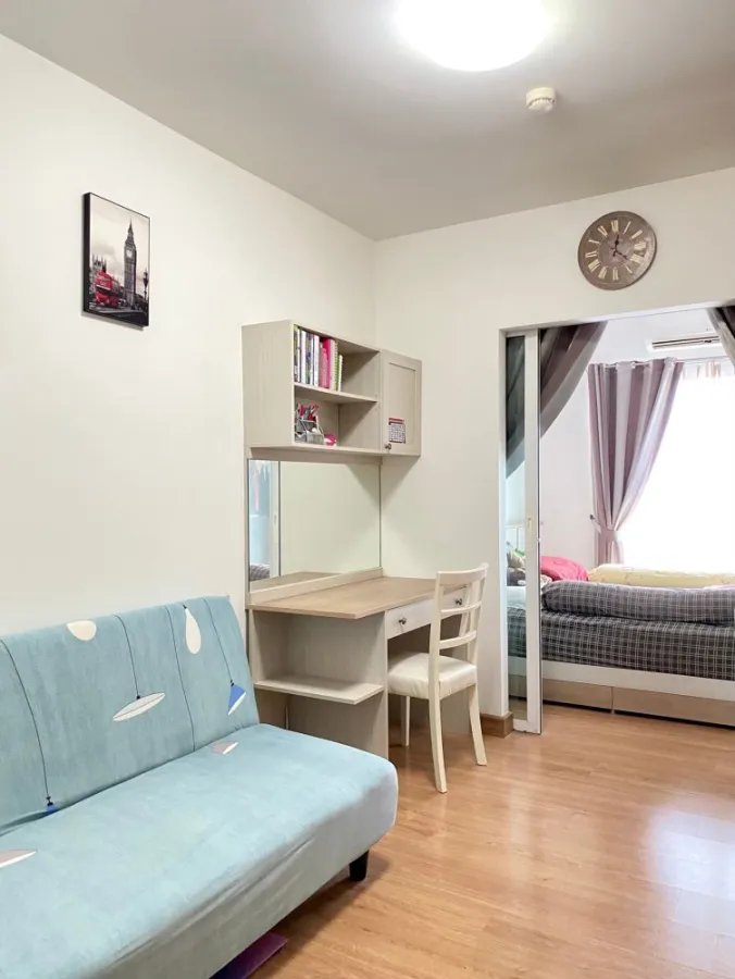 Condo for sale, Chapter One, Modern Dutch, high floor, corner room, garden view, overlooking the Chao Phraya River, fully furnished, urgently