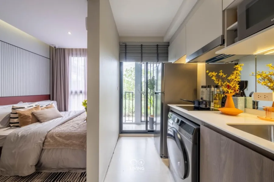 Selling down payment at a loss, Nue Cross Khu Khot Station Condo, Studio room, North View, open view, no blocking buildings, buy now.