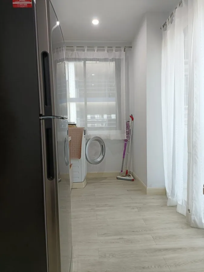 For rent, V Condo Salaya, spacious room, comfortable. The corner room is private. There's a washing machine and dryer.