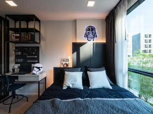 Cave Ava for rent, pool view, beautifully decorated room, very stylish, tone controlled colors, good like this, hurry and reserve before it slips away