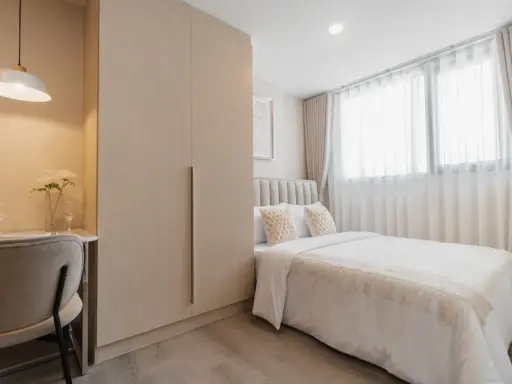 For rent: The Origin Sukhumvit Praksa. Beautifully decorated unit with high-quality HMR built-in furniture. Don't miss out!