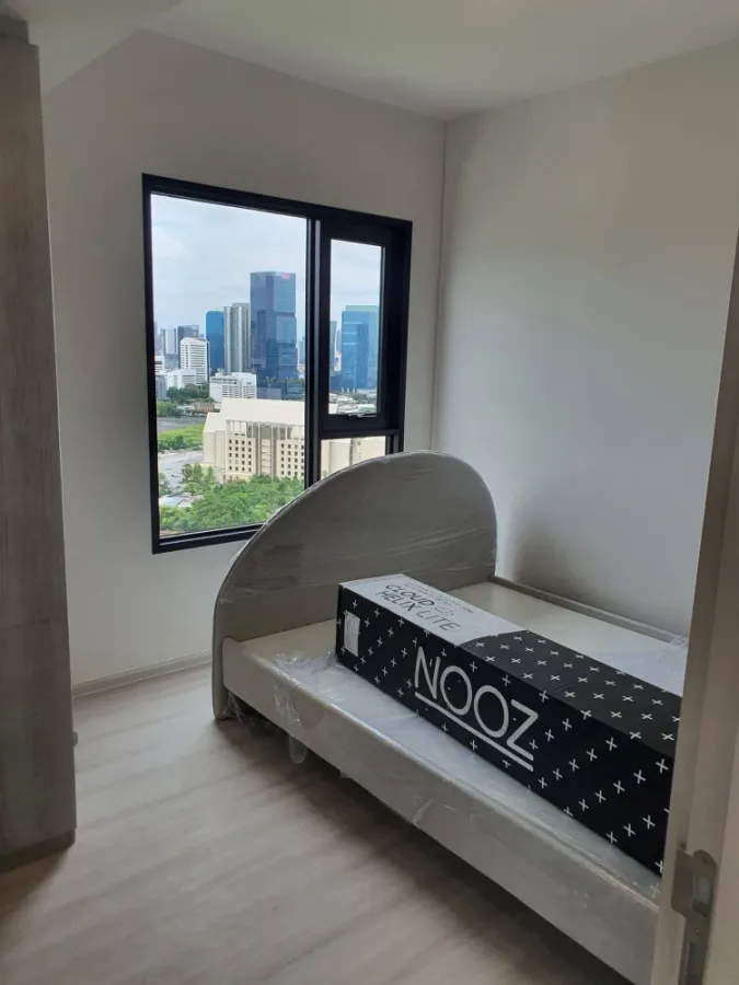 For rent: COBE Ratchada Rama 9, 25th floor, corner unit, fully furnished. Book now!