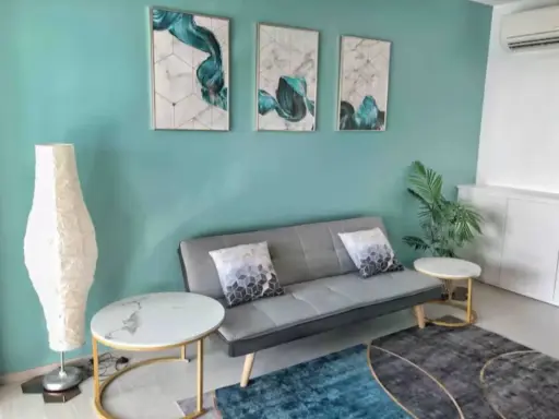 For rent: Rhythm Sukhumvit 42, blue room, bright and comfortable to the eyes, lots of usable space, fully furnished, ready to move in