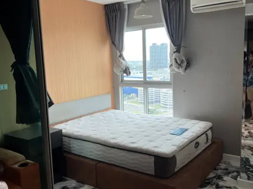 ให้เช่า A Space Me Bangna ห้องอยู่ชั้นสูงมากๆ เฟอร์นิเจอร์ + เครื่องใช้ไฟฟ้าครบ ห้องจริงสวยตรงปก ไม่จกตา