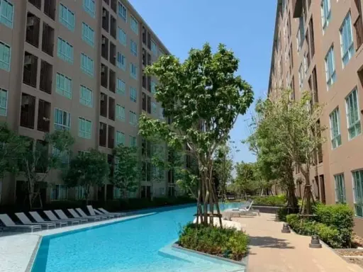 For rent, D Condo Campus Kamphaeng Saen, 1st floor, Building B, complete with furniture and electrical appliances. Book now.