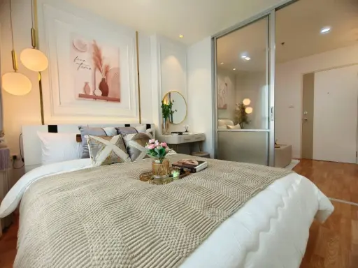 Urgent sale!! Lumpini Condo Nawamin Sri Burapha, 12th floor, Building C2, garden corner, fully furnished, inviting. Don't wait! Reserve now!!