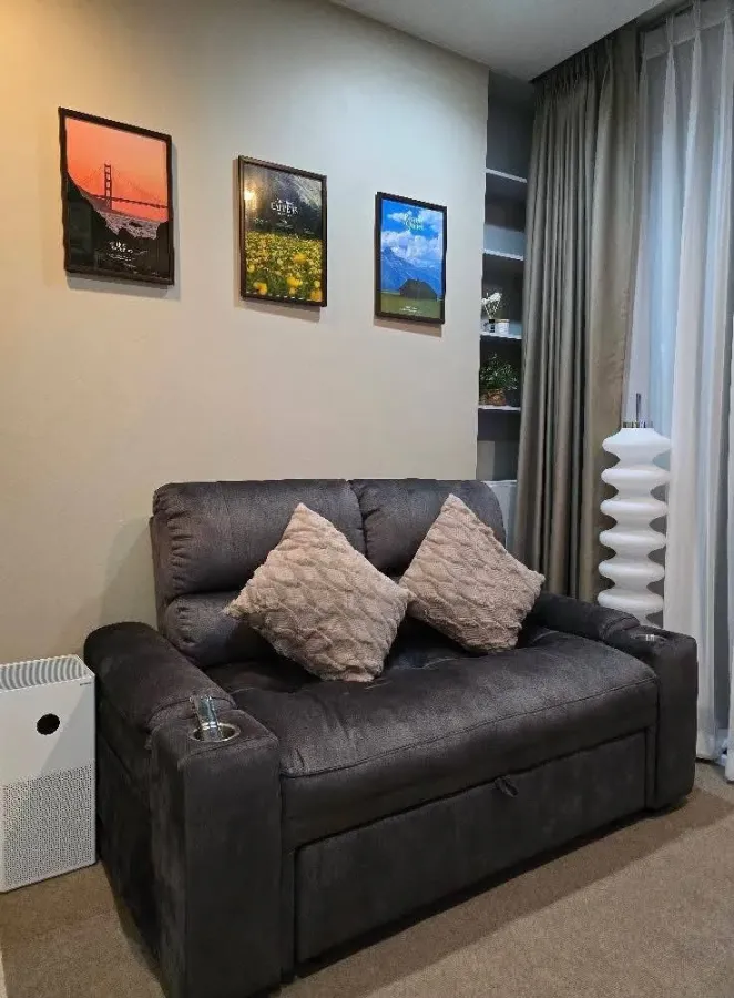 For rent: Quinn Ratchada 17, one of the best locations in the condo, 23rd floor, with high-floor city views. Fully furnished and equipped with all app