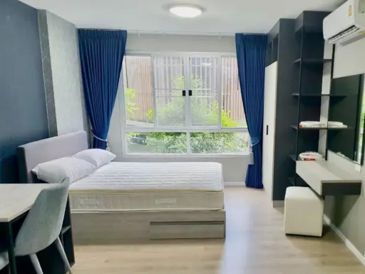 Selling D Condo Campus Rangsit Phase 1, private garden view, beautiful room, fully furnished + electrical appliances, good price, don't miss it!