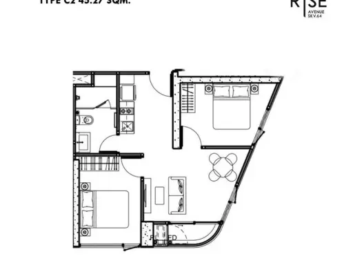 Selling down payment Skyrise Avenue Sukhumvit 64, 16th floor, 2 bedrooms, 1 bathroom, near BTS, convenient travel, don't miss it.
