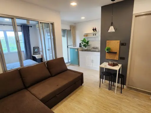 For sale Lumpini Town Bodindecha-Ramkhamhaeng. The room is ready to move in. You get everything in the picture, a comfortable sofa, don't miss it. images