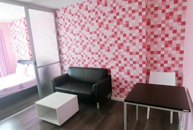 ให้เช่า Dcondo Campus Resort Bangna ชั้น 3 วิวเมืองโล่งๆ ห้องกั้น แต่งครบ พร้อมอยู่ จองเลย