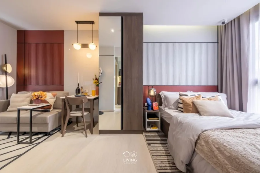 Selling down payment at a loss, Nue Cross Khu Khot Station Condo, Studio room, North View, open view, no blocking buildings, buy now.