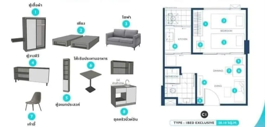 ขายดาวน์ เคฟ ทาวน์ ไอส์แลนด์ ห้อง 1 Bed Exclusive วิวสระ สนใจเป็นเจ้าของ รีบจองเลยจ้า