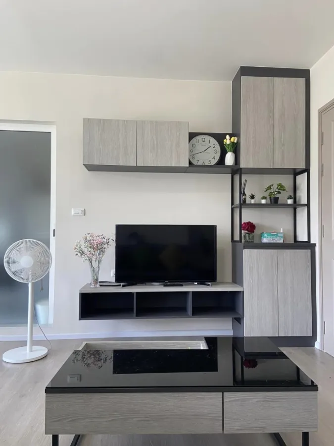 For rent, D Condo, Campus Dome, Rangsit, Phase 3, corner room, fully furnished, livable, hurry up and book now.
