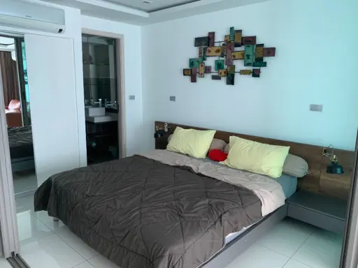 Condo for rent, Wong Amat Tower, high floor, sea view, fully furnished, complete electrical appliances You can come in images