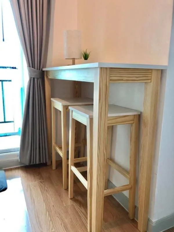 This room is very beautiful. Condo for rent, Lumpini Ville Chaengwattana-Pak Kret, furniture, pool view, book now.