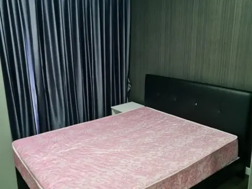 For rent, D Condo Campus Resort Bangna, this room has a garden view, very shady, well furnished, super soft mattress, book now