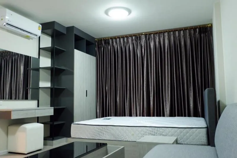 For rent Dcondo Campus Resort Dome- Rangsit, built-in furniture. Beautiful view, high floor is good. Hurry up, slow down.