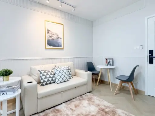 For sale: Plum Condo Nawamin, 1 bedroom, living room partition, built-in kitchen, beautifully decorated, ready to move in, reserve now.