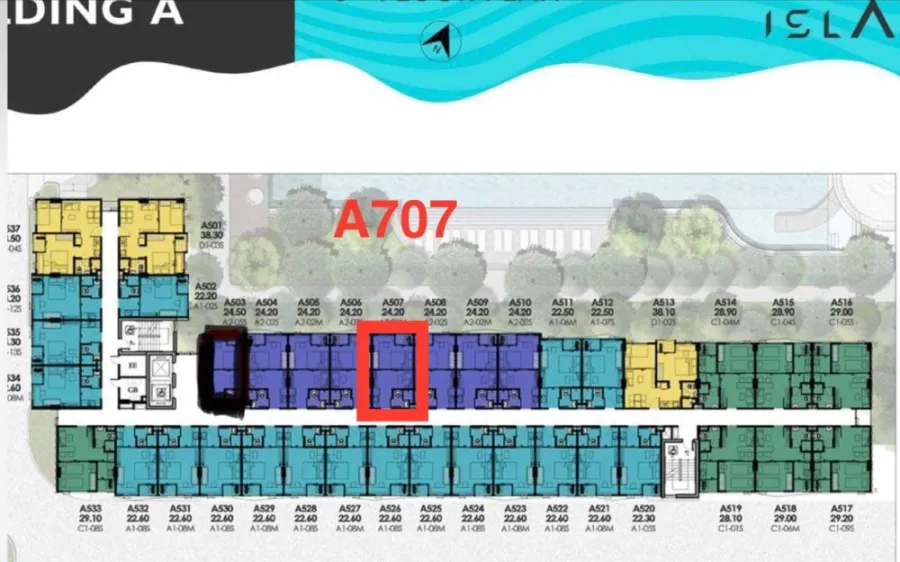 ขาย / ให้เช่า คอนโด เคฟ ทาวน์ ไอส์แลนด์ ชั้น 7 ไม่สูงมาก ระเบียงทิศเหนือ ได้วิวสระ อย่ารอช้า จองเลย