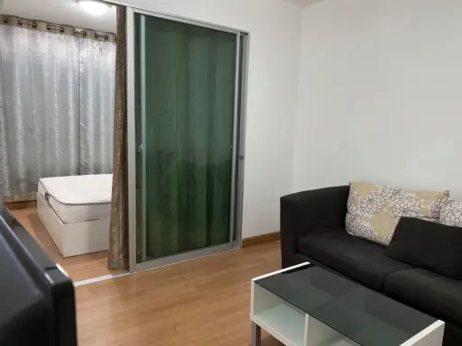 Condo for rent DEN Vibhavadi, beautiful room, comfortable sofa, fully furnished, ready to move in. If you are slow, you will be satisfied.