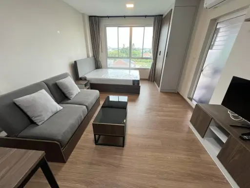 For rent, D Condo Than Charan, studio room, good high floor. Fully furnished, don't wait.