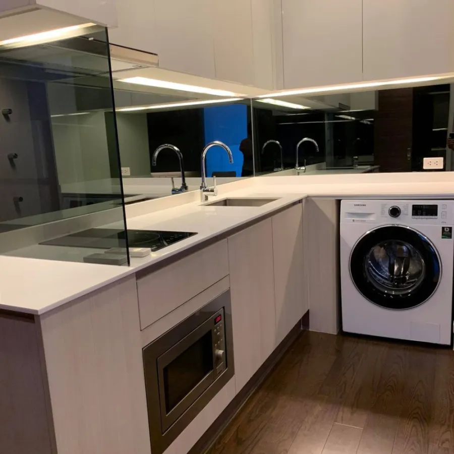 Condo for rent, Q Asoke, beautiful room, good decoration, comfortable tone, fully furnished, next to MRT Phetchaburi station, don't miss it!!