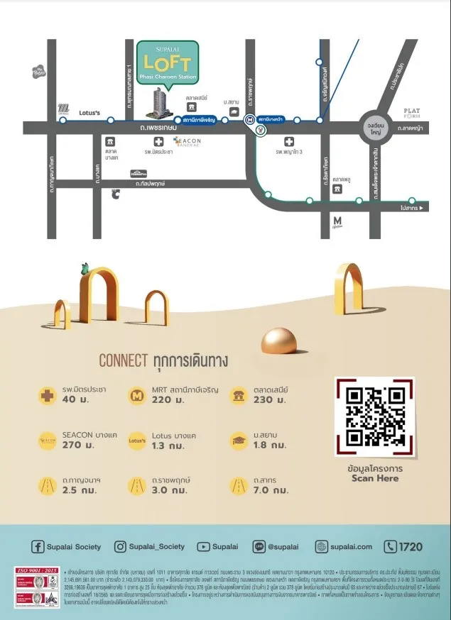 Condo sales down Supalai Loft, Phasi Charoen Station, 18th floor, high view, tangible price Hurry up to own it.