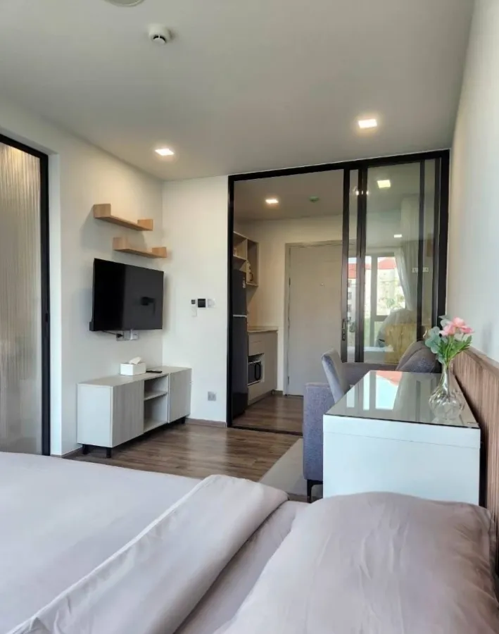 Condo for rent, Kave Embrio Rangsit, beautiful room, fully built-in, good light, good wind, room faces north, no sunlight, move in now