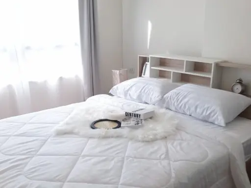 Condo for sale, Lumpini Ville Nakhon In Riverville, 21st floor, good view, decorated room in white tones, comfortable for eyes, this price is hurry to