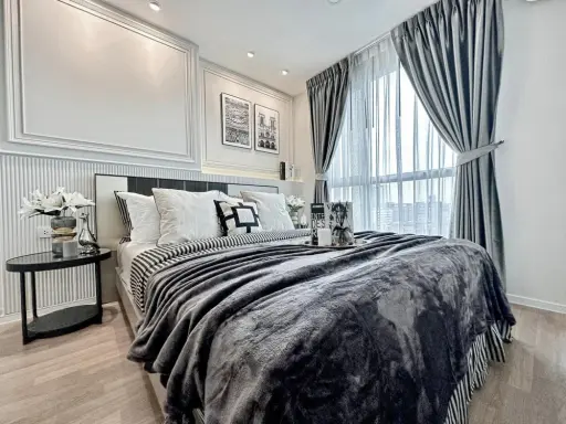 Condo for sale The Selected Kaset-Ngamwongwan Luxurious built-in decoration, comfortable bed, nice to sleep in, buy quickly.