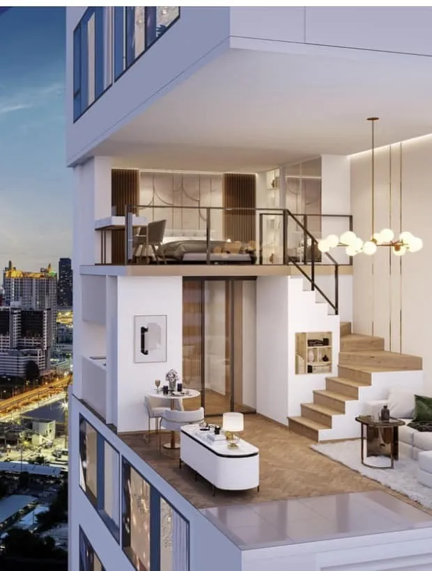 Condo Landmark at MRTA Station, Duplex room, minimalist style, balcony with great views. Reserve quickly.