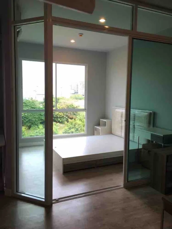 Condo for rent, Sale Salaya, with balcony, corner room, garden view, not far from the road, morning sun