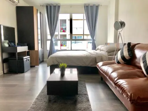 Urgent for rent !! D Condo Campus Resort Bangna, very beautiful room, lots of furniture, real leather sofa, good location, don't miss !!