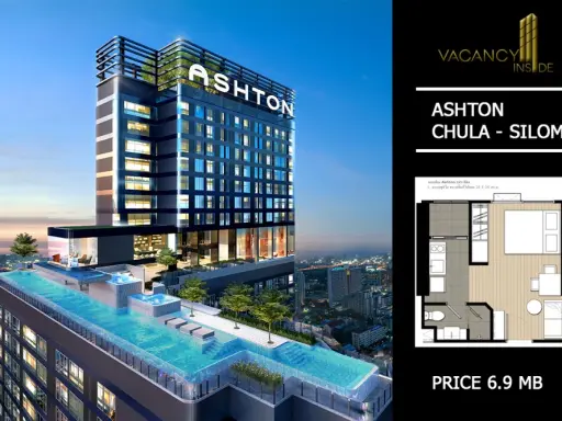 Condo for sale Ashton Chula-Silom, garden view, in front of the building with tenants until June 65, like investing, can't miss it. images