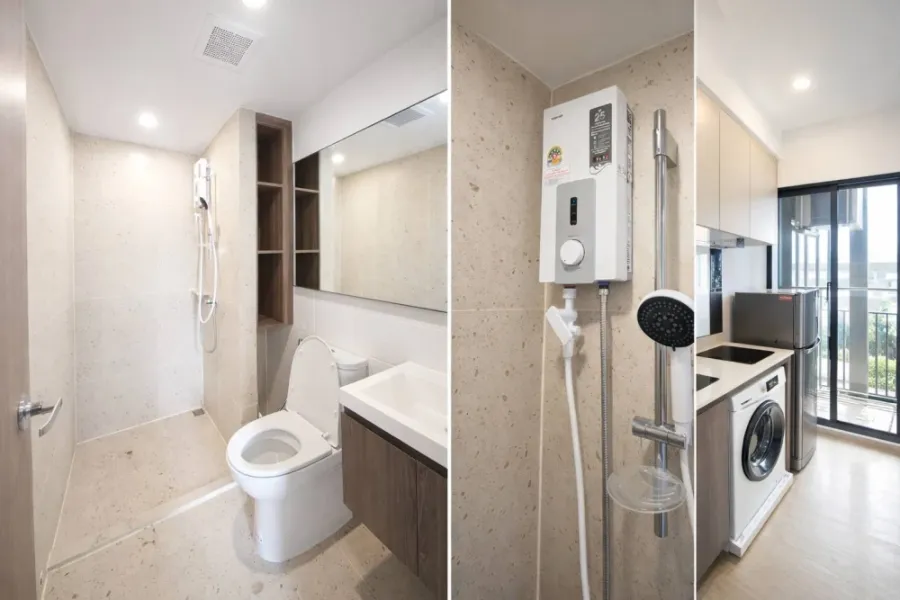 ให้เช่า Nue Core Khu Khot Station ห้องสตูดิโอ ตึก B ห้องสวย แสงดี วิวรถไฟฟ้าจากหน้าต่าง Fully Furnished พร้อมเข้าอยู่