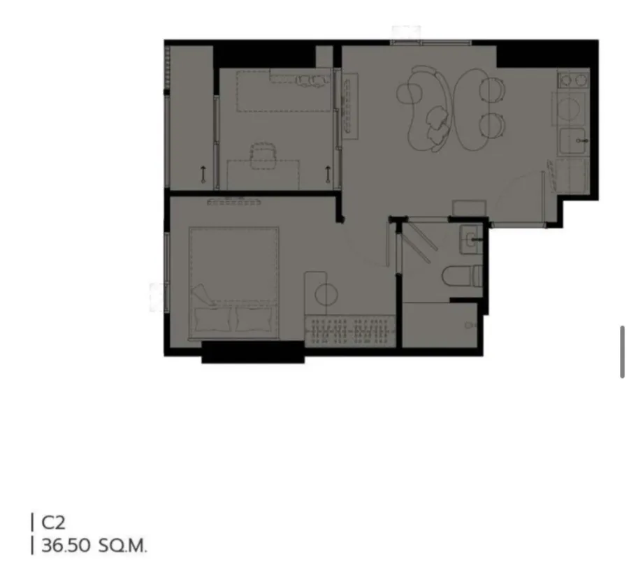 Down payment sale for COBE Ratchada Rama 9, 1 bedroom, 1 bathroom, lots of usable space, complete amenities, don't miss out!