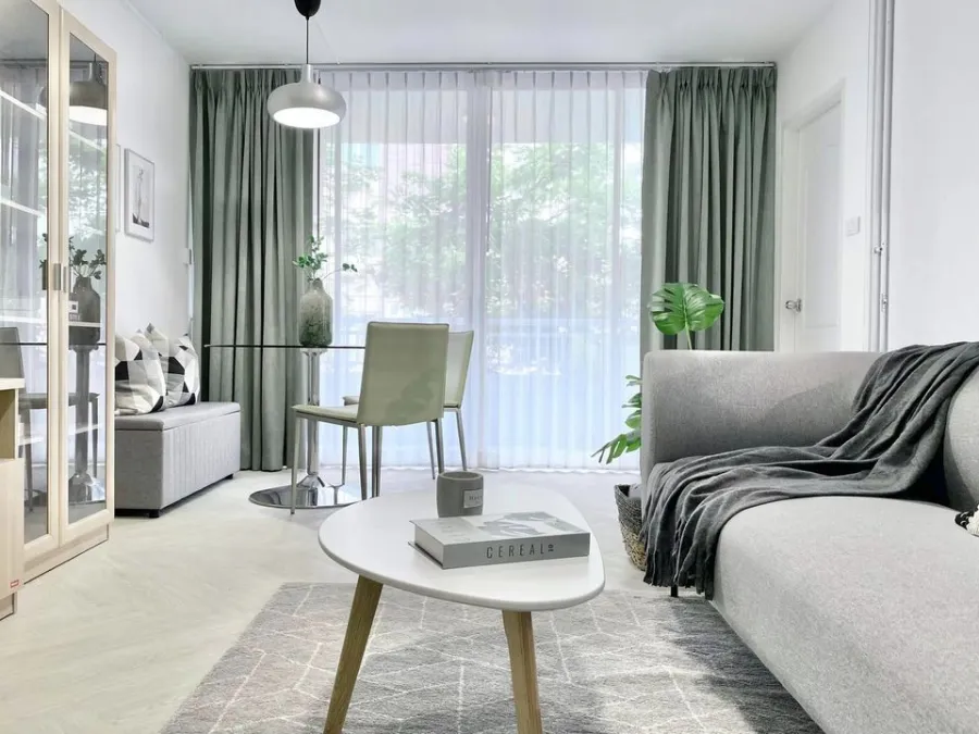 Ratchada City 18 for sale, corner room, wide balcony, decorated in tone-controlled colors, very livable, plus a good price. If you don't reserve, you'