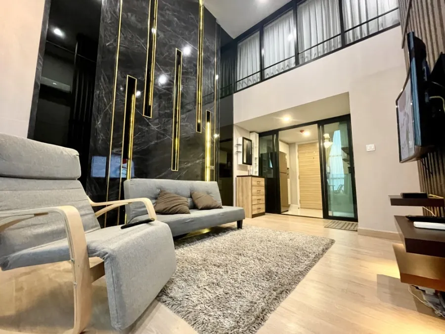 Condo for rent Knightsbridge Duplex Tiwanon, Duplex room, fully furnished, fully built-in Hurry up and reserve now.